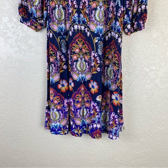 Maeve Anthropologie XS Sawyer balloon sleeve tunic dress Jersey knit floral - Picture 4 of 10